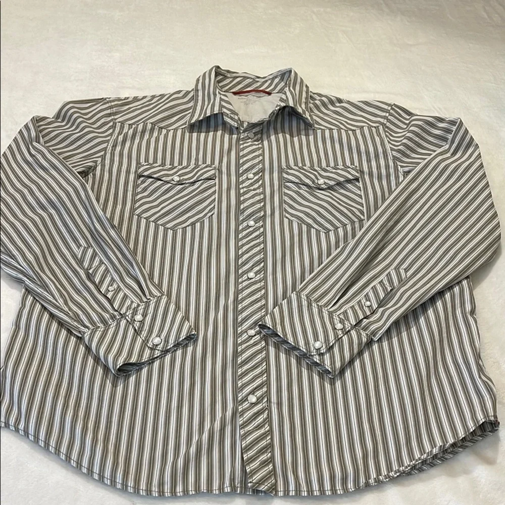 BANANA REPUBLIC SIZE XL SLIM FIT Men's Striped Gray Western Shirt